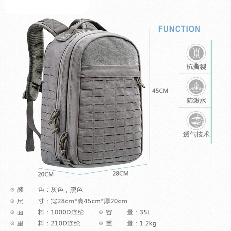 yakeda Tactical Knapsack Men MOLLE Outdoor Hiking Travel City Jogging Sports Bag 600D 1000D Nylon Waterproof Durable Backpack