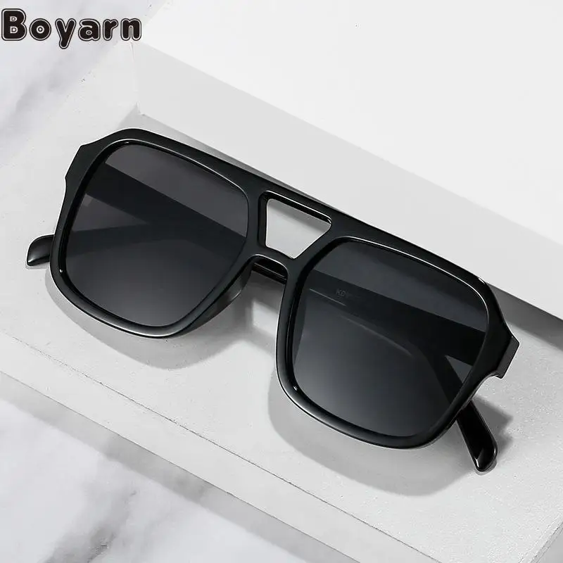 

Boyarn 2022 New Square Double Beam Retro Punk Ocean Film UV400 Multi-color Dazzling Women Sunglasses Sun Glasses