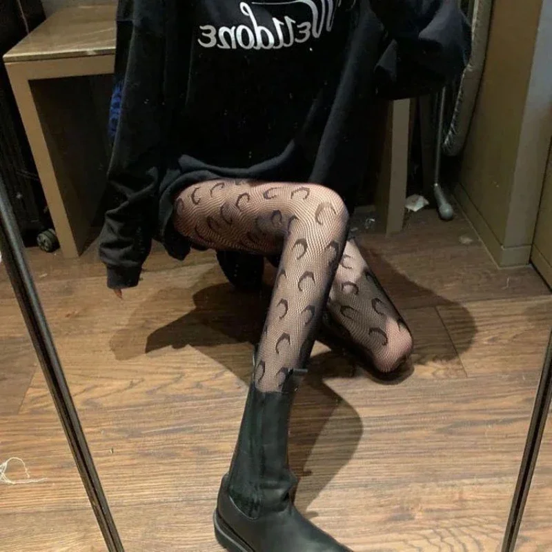 Women Breathable Thin Section Long Socks Nightclub Black Silk Lolita Pantyhose Sexy Tights Knee High Stocking Fishnet Girls Gift