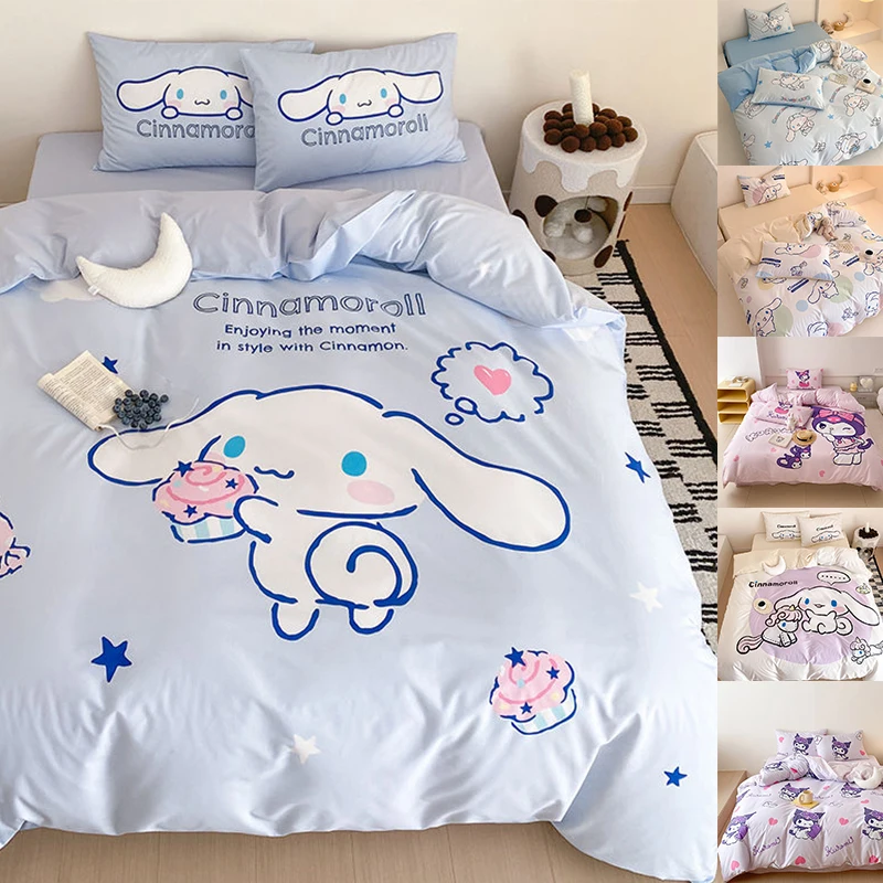 

Sanrios Bedding Four-Piece Set Cinnamoroll Kuromi Quilt Cover Bed Sheets Pillowcases Bed Covers Sets Bed Accessories Carton