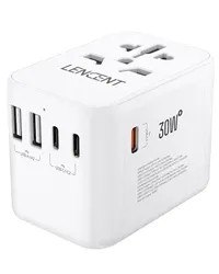 Universal Travel Adapter with Dual USB and Triple Type - C Ports - 30W All - in - One Charger - Universal Plug (30W 2U3C White)