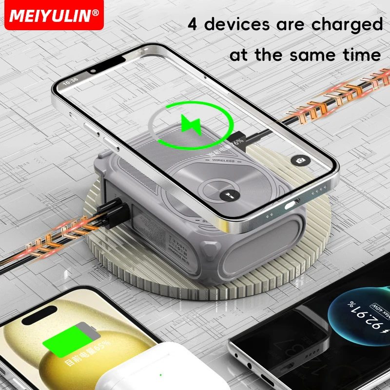 20000mAh Magnetic Wireless Power Bank Stand 10000mAh Portable USB Cable Fast Charging External Battery for iPhone Samsung Xiaomi 4