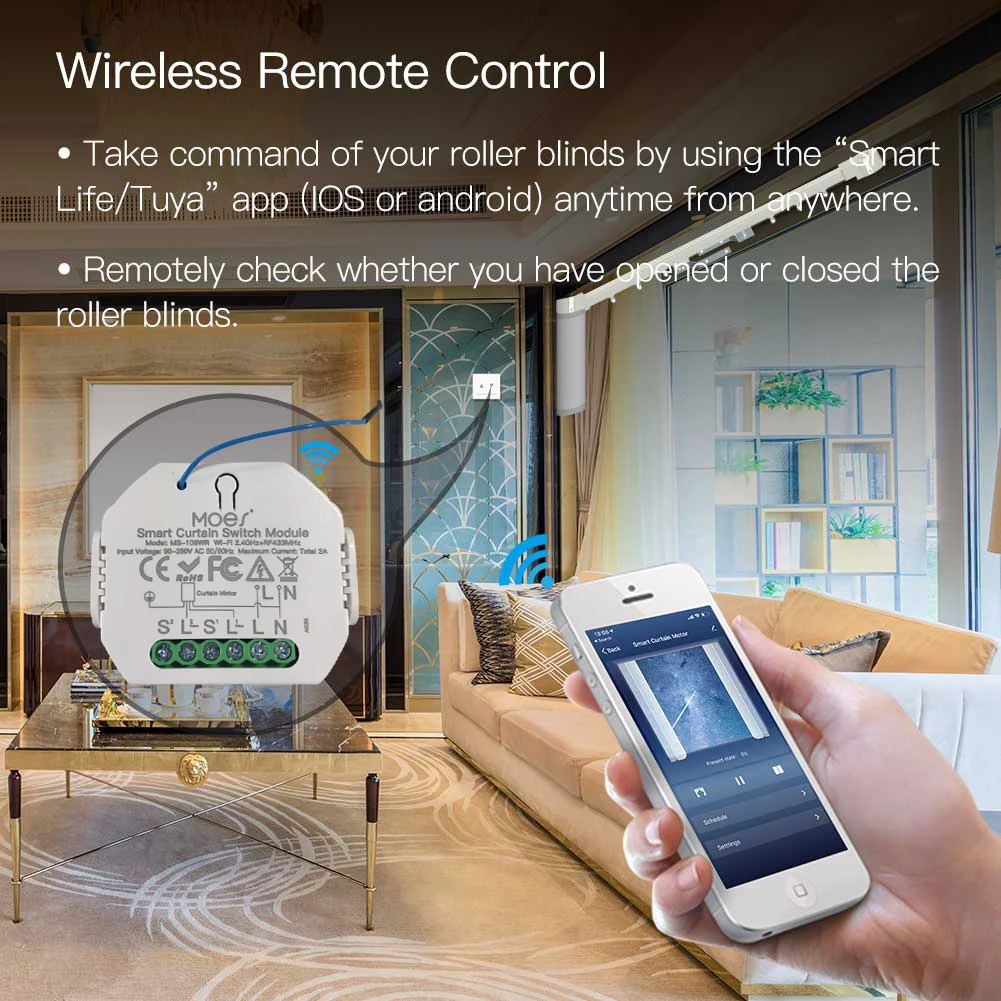 WiFi 스마트 커튼 스위치 낙서 APP 제어 RF 무선 주파수 원격 제어 가족..