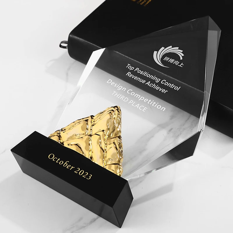 Customized Mountain Peak Crystal Trophy Creative Gold Silver Copper High-end Excellent Employee Company Annual Meeting Award 1Pc