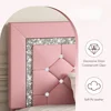 Queen Bed Frame, Upholstered with Diamond Tufted Headboard,,Wooden Slats Support, No Box Spring Needed, Easy Assembly Pink 3