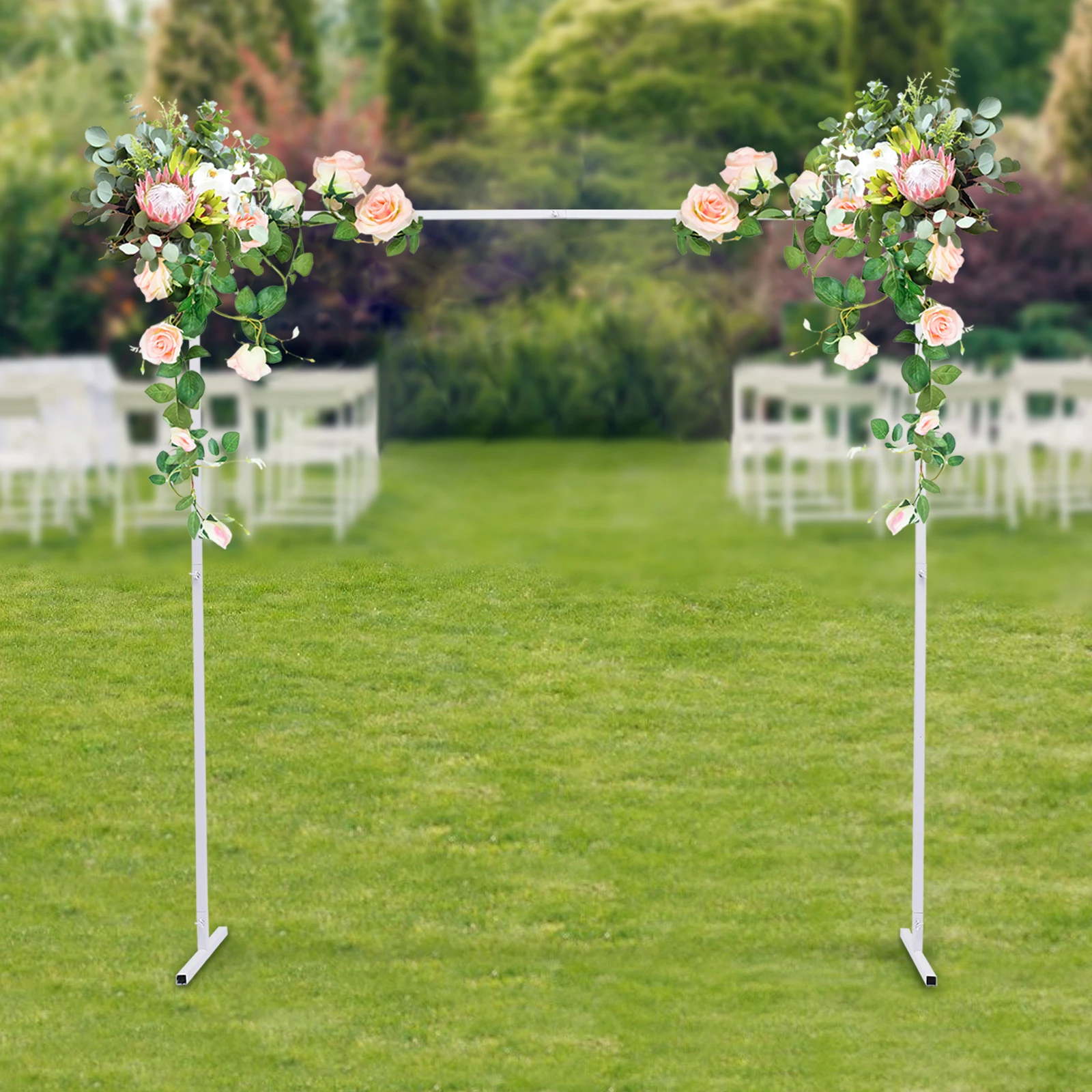 2 * 2m Wedding Bracket 25mm Square Tube Square Arch Stand White Iron 5 Kg/11.02 Lbs Load Capacity for Weddings Anniversaries wedding arch stand wedding arch set