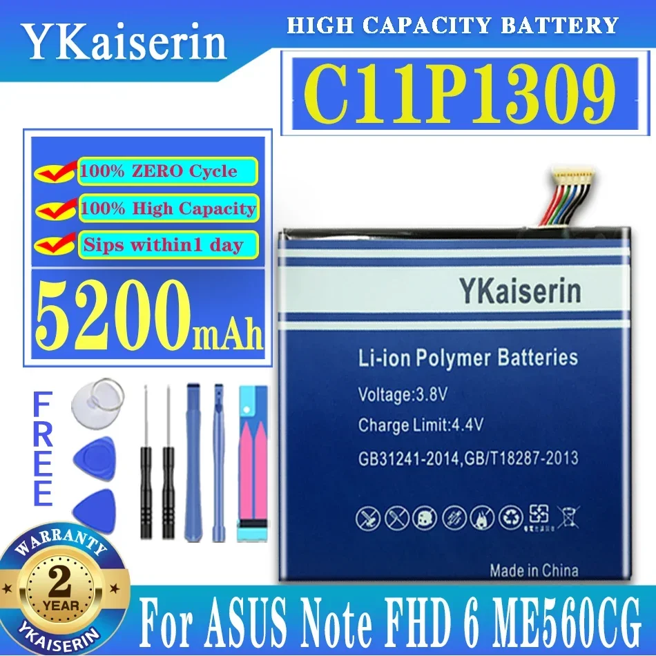 

Сменный аккумулятор для Asus Fonepad Note FHD 6 ME560CG C11P1309 5200 мАч Tab, мощный полимерный литий-ионный аккумулятор