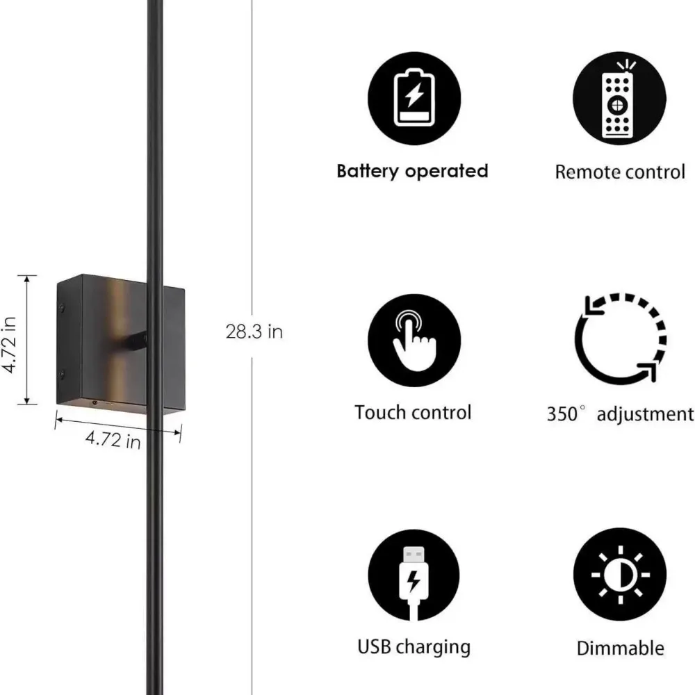 Modern LED Wall Lamps USB Rechargeable Wall Light For Living Room Bedroom Bathroom Study Foyer Hallway Decor Lighting Fixtures 5