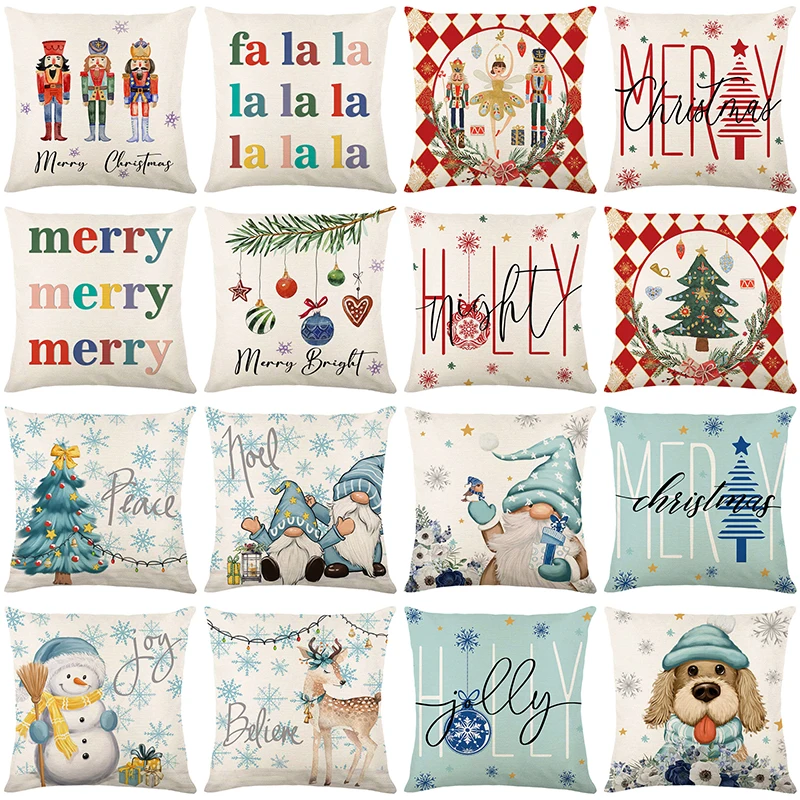 

Alphabet Christmas Pillow Cover Dwarf Animal Princess Winter Decor 45x45cm Sofa Home Cushion Cover Christmas Tree Elk G764