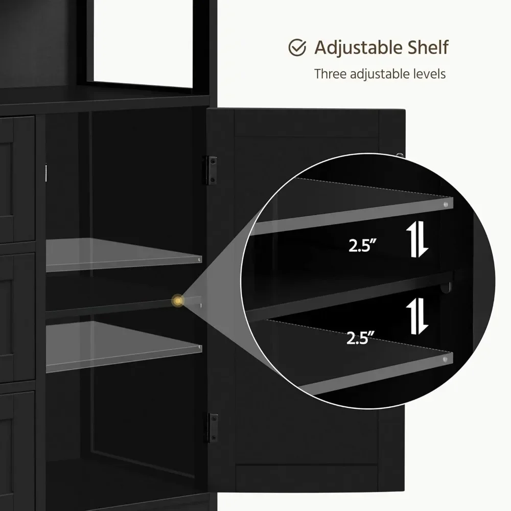 Freestanding Bathroom Storage Cabinet with Doors and Drawers 4