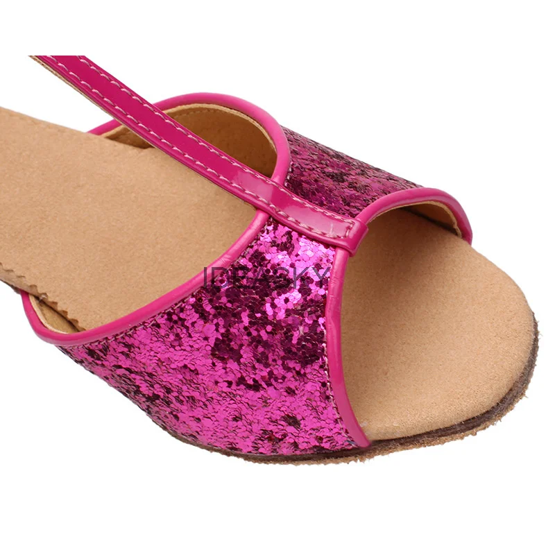 Glitter Child Dance Shoe For Girls/Kids/Women Ballroom Latin Shoe Ladies Modern Tango Salsa Sandals Dancing Shoe 3CM Low Heel 2