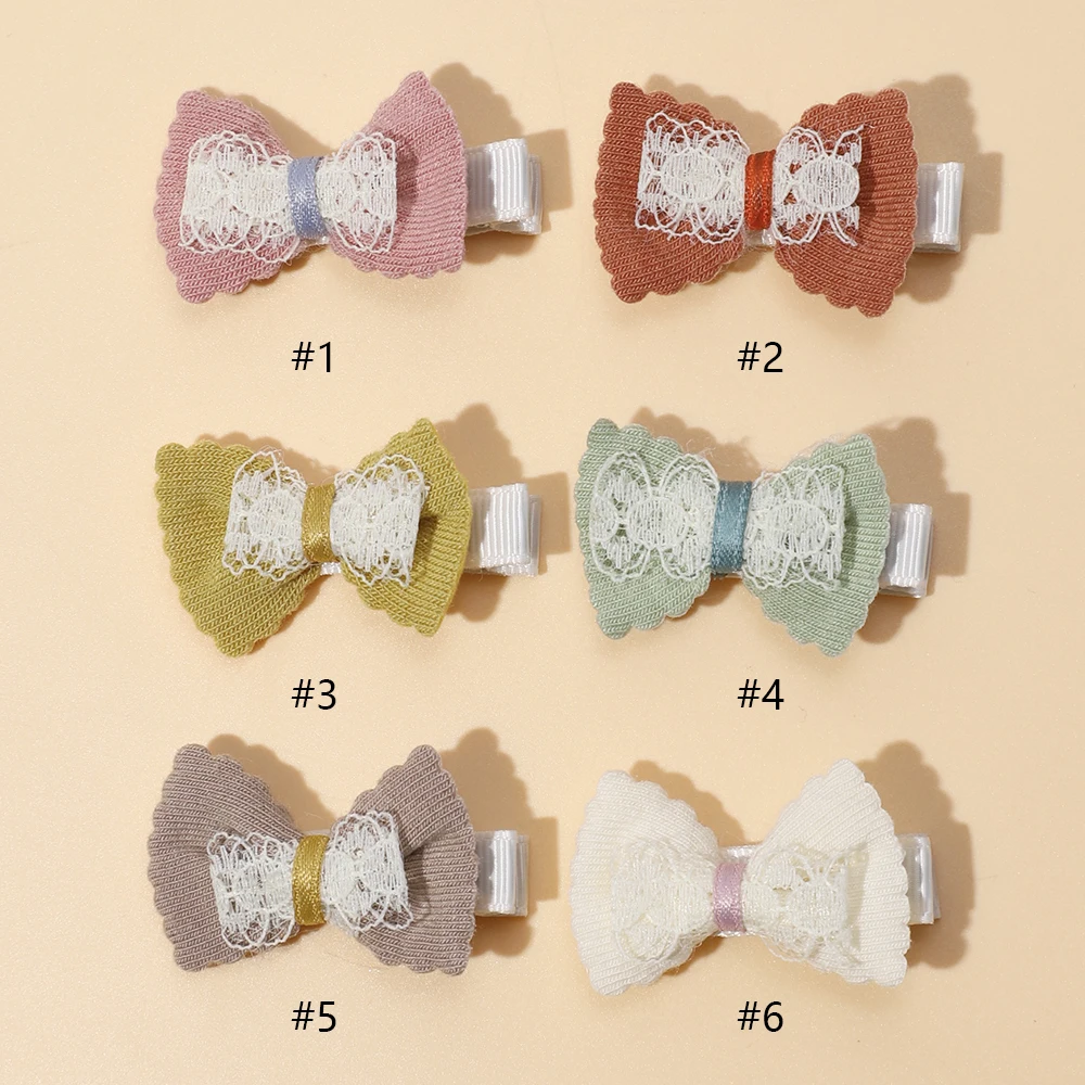 30pc/lot Crochet Knit Bow Hair Clips Lace Bow HairPins Accessories for Baby Girls Toddler Knit Flower Hairgrips Wholesale baby bibs solid color cotton bow baby lace ruffled bib newborn burp cloths buckle scarf kids toddler girls feeding accessories