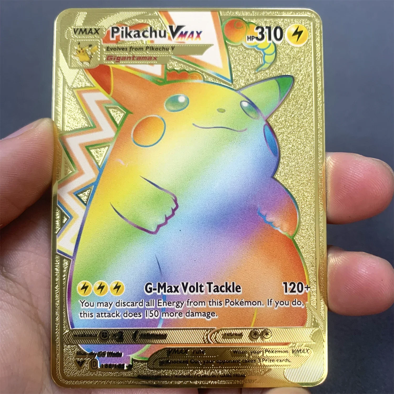 thumbnail image 1 of New Pikachu Cards Gold DIY Metal Card English Hard Iron Cards Gx Vmax Package Game Battle Collection Exchange Gifts, 1 of 5