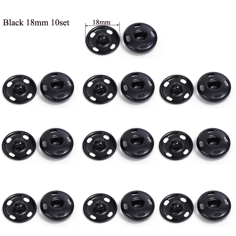 100 Sets Sew-on Snap Buttons - 10mm Metal Snap Fasteners For Clothing, Black & Silver - View #9