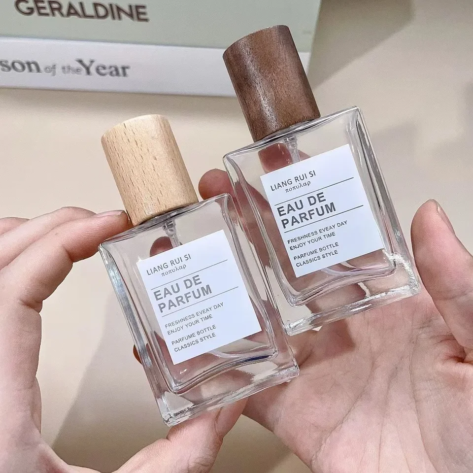 50ml Square Glass Perfume Bottle Clear Spray Bottles Packaging Bottle Refillable Atomizer Travel Cosmetic Container High Grade