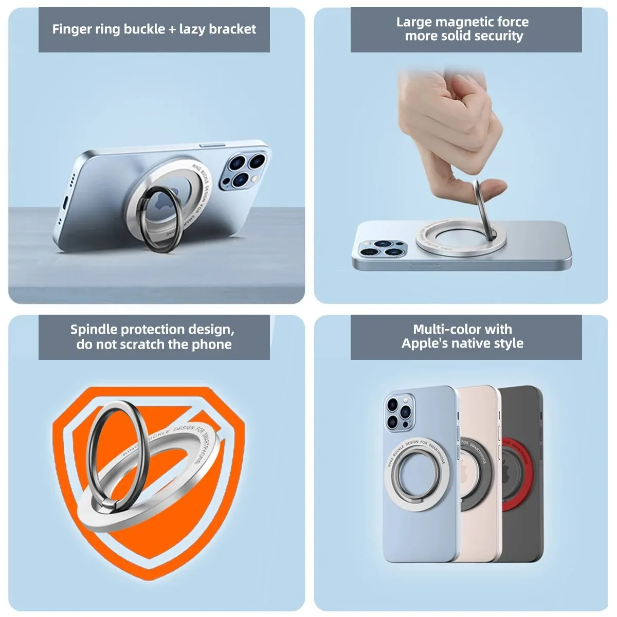 Magnetic Finger Ring Holder and Phone Stand Grip Mount