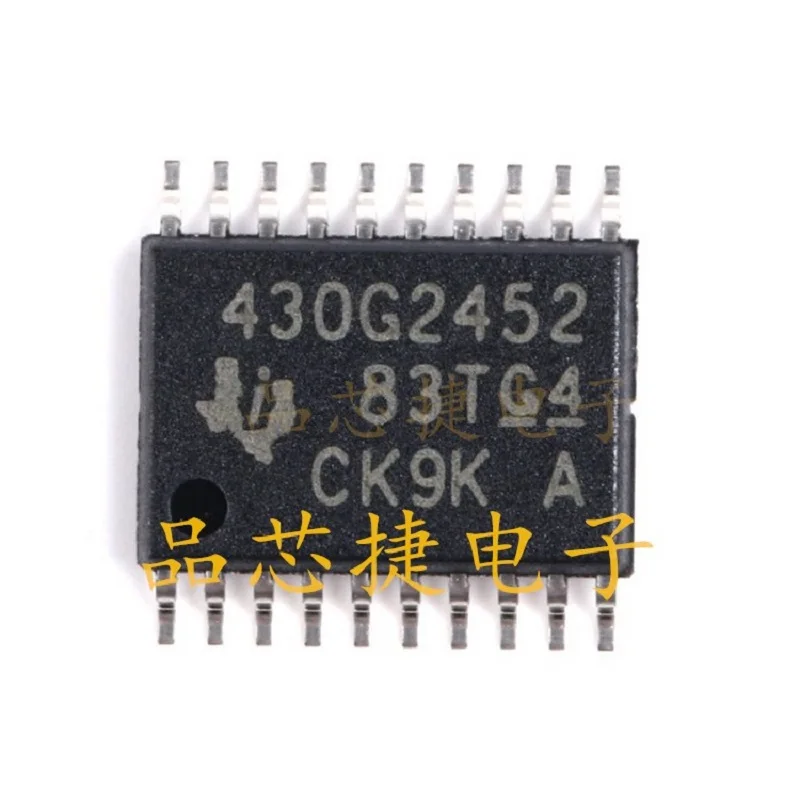 

10pcs/Lot MSP430G2452IPW20R Marking 430G2452 TSSOP-20 16 MHz MCU With 8KB Flash, 256B SRAM, 10-bit ADC, Comparator, Timer, SPI/I