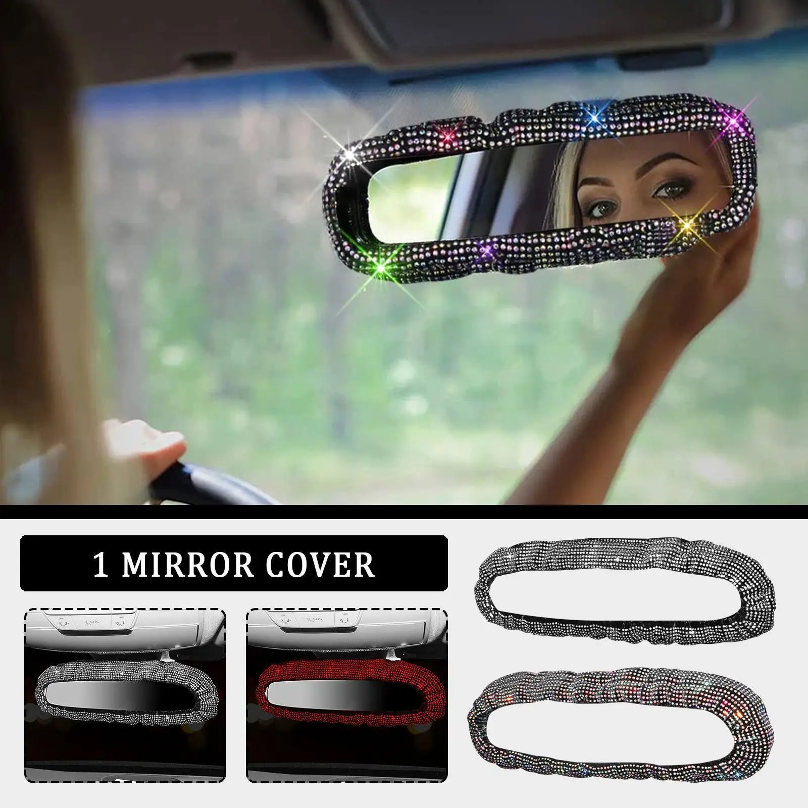 RhinestoneShinyRearviewMirrorDecorCarInteriorAccessoriesFor