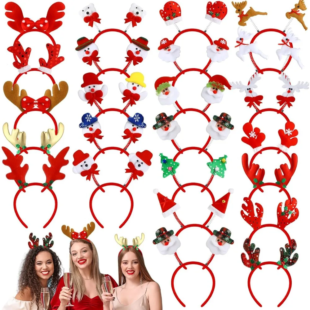 Christmas Headbands 6/12PCS Random Xmas Party Costume Headband Favors Christmas Hat Hair Bands for Annual Holiday Party Supplies hair accessories,hair headband