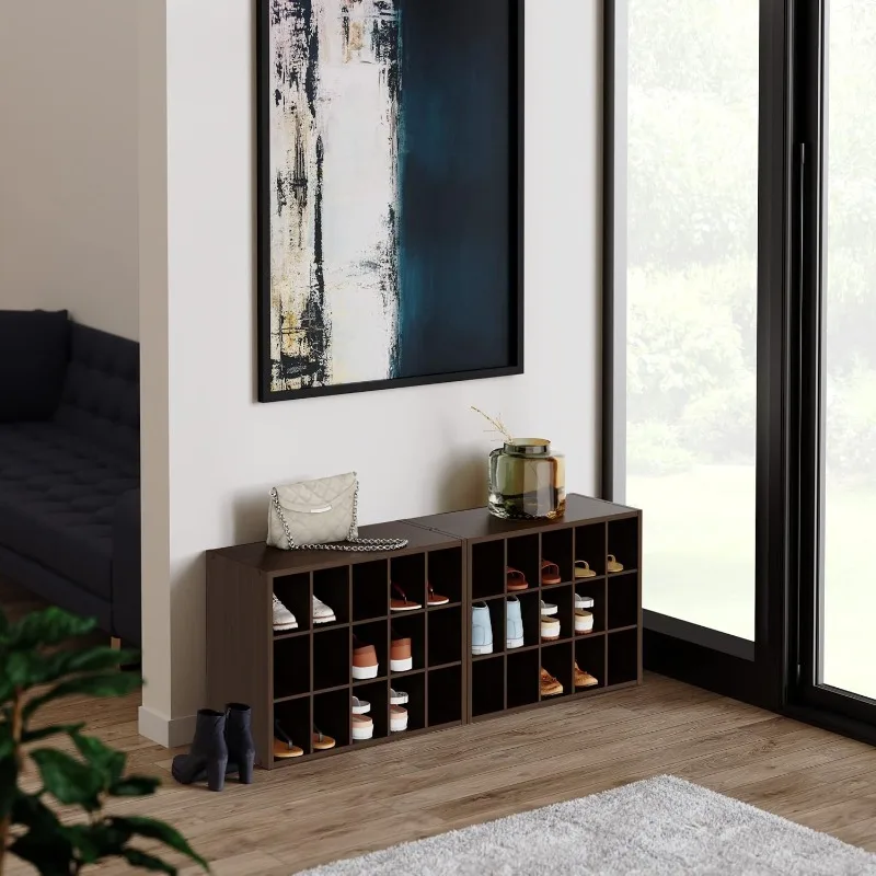 15 Cube Stackable Storage Organizer for Shoes, Bags, Crafts, Hobbies with Wood Shelves, for Closet, Entryway or Mudroom 2