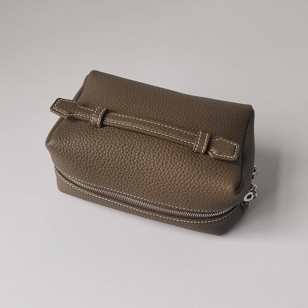 Kosmetiktasche aus echtem Leder, tragbarer Reise-Organizer, Make-up-Tasche für Telefon, Toilettenartikel, Aufbewahrung, Rindsleder, Make-up-Tasche für Damen – Detail 10