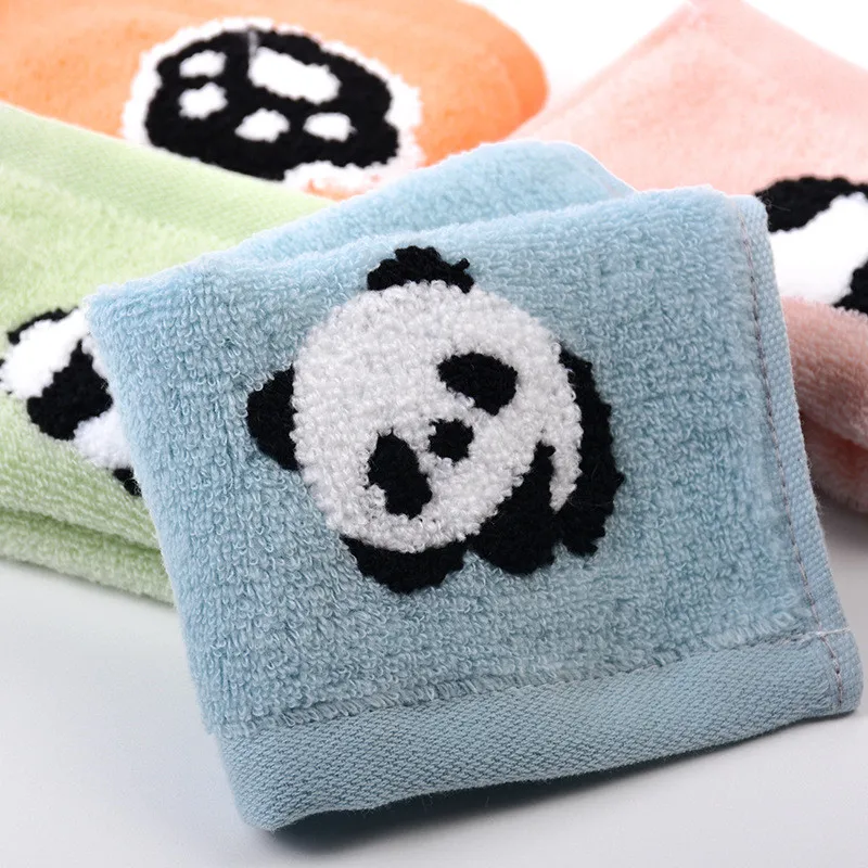 1Pcs 25x25cm Cartoon Panda Jacquard Cotton Baby Children Face Towel Hand Washcloth Water Absorbent Soft 6
