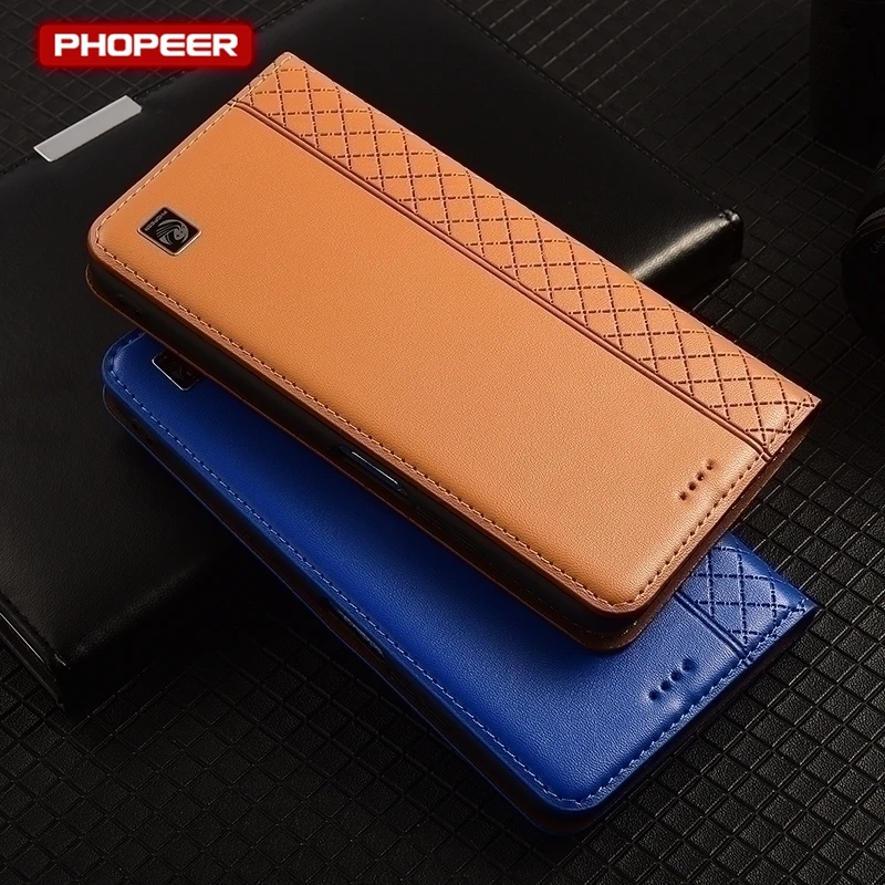 Premium Genuine Leather Wallet Case with Flip Magnet Slot