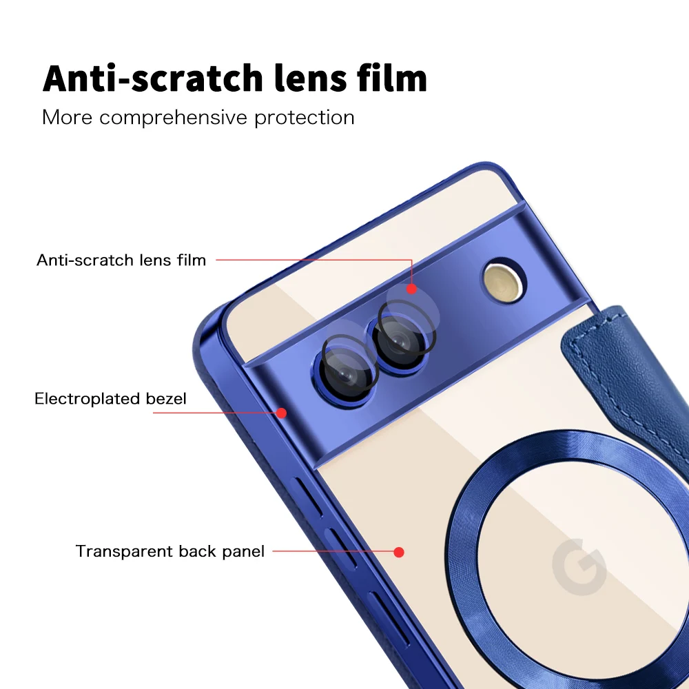 Electroplated Luxury Flip Leather Case with MagSafe Wireless Charging Protection