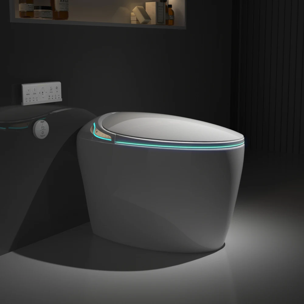 Unique Smart Toilet with Bidet Built In, Intelligent One Piece Toilet For Modern Bathroom, Auto Open/Close Seat, Foot Sensor 2