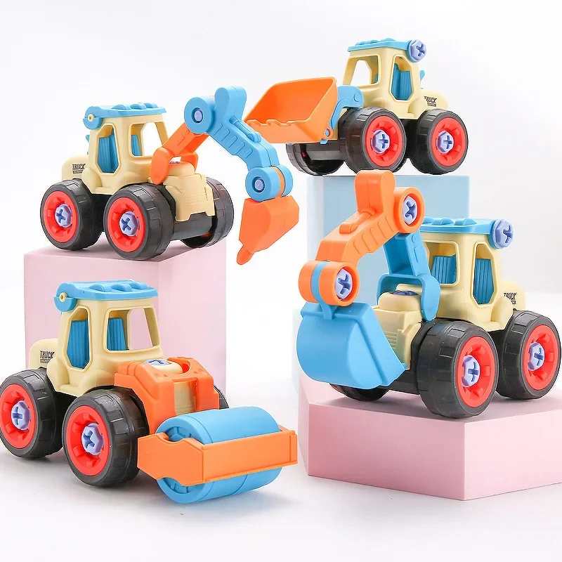 International Children's Disassembly Engineering Vehicle Toy DIY Nut Assembly Educational Disassembly Simulation Sliding Excavat