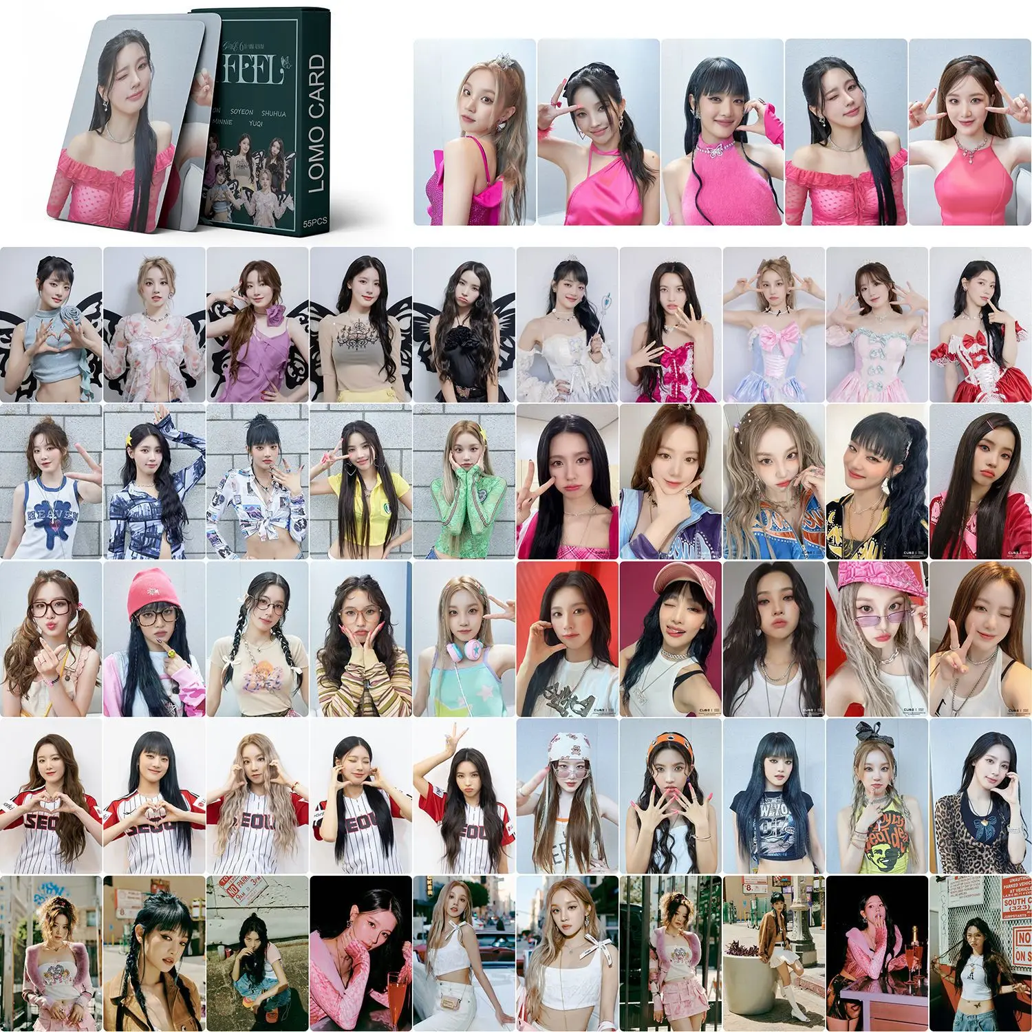 

55 Pcs/set Kpop (G)I-DLE Album Lomo Mini Card Photocard Double Sided Postcard YUQI SoYeon ShuHua Merch Gift Fans Collection