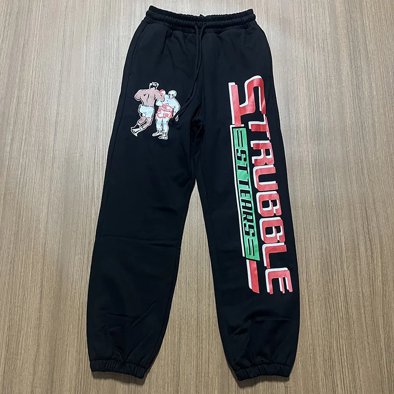 

New Saint Michael Sweatpants Men Woman Fashion Street Boxer Letter Pattern Printing Drawstring Loose Jogger Pants