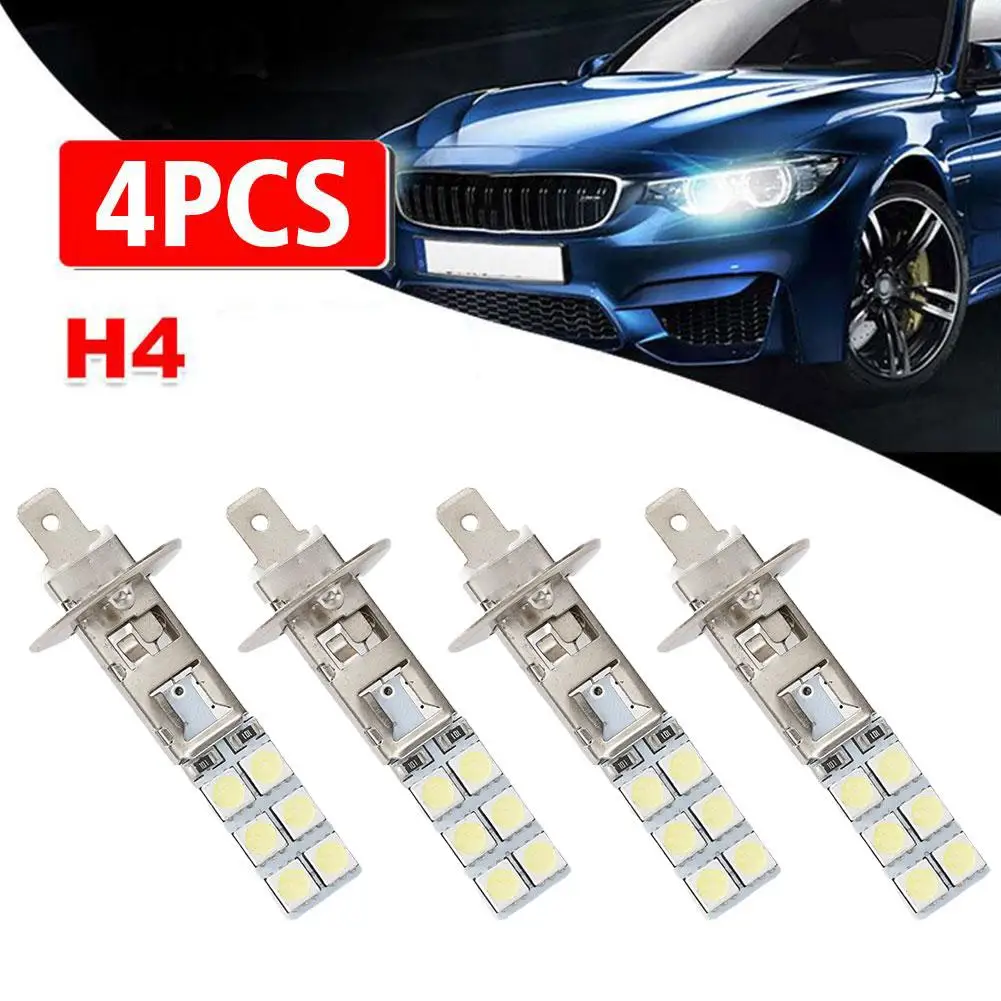 

4PCS LED Headlight Bulbs Kit H1-12SMD-5050 H1 6000K Parts Driving Light Replacement Lamp White Good Super Fog D4P6