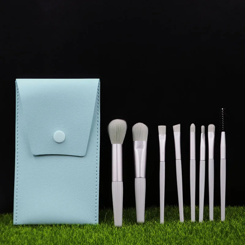 حقيبة مكياج صغيرة مكونة من 8 قطع، مجموعة فرش بودرة...