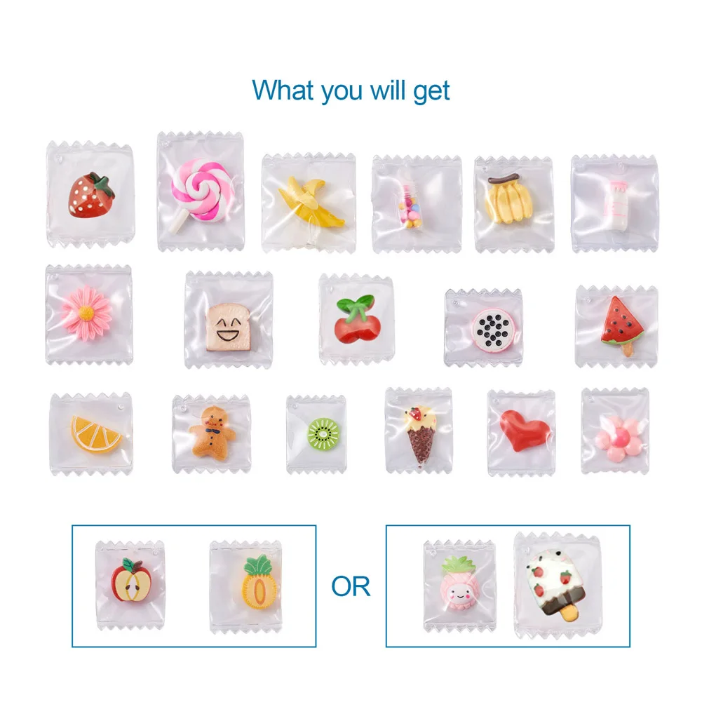 38pcs/set Cute Resin Candy Charms Pendants Food Fruit Flower Heart Pendants for DIY Bracelets Necklace Earrings Jewelry Making