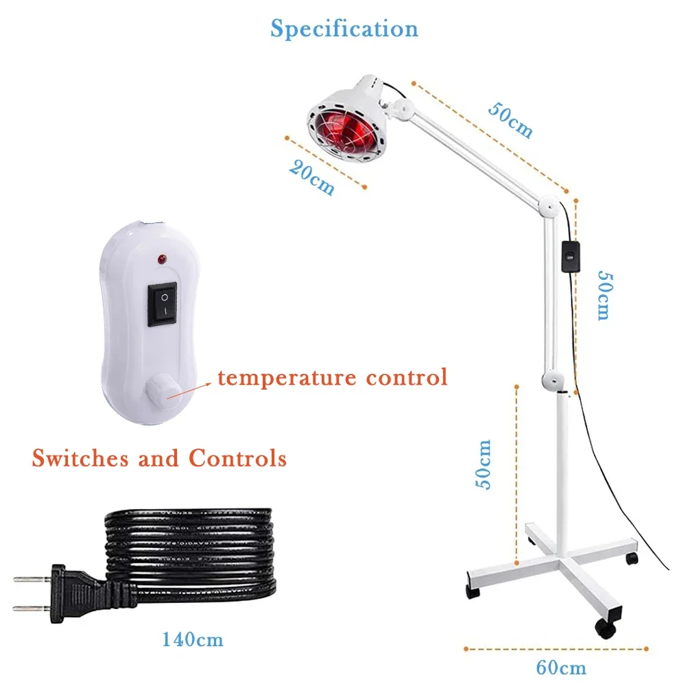 Infrared Light,275W Far Infrared Heating Lamp for Beauty Skin,Relieve Pain,Blood Circulation,Red Light Therapy,Adjustable Braket