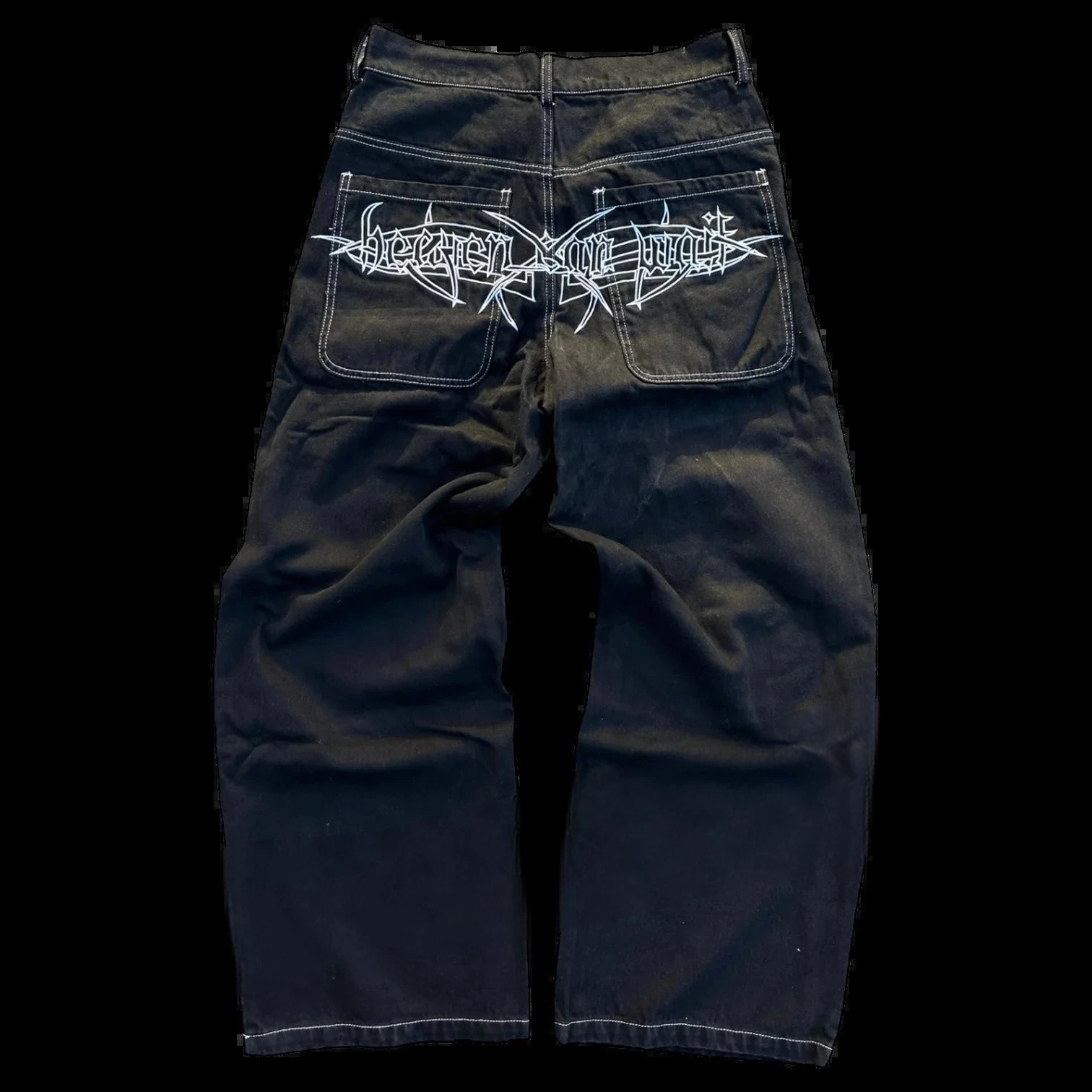 

Y2K Jeans Harajuku Retro Skull Graphic Baggy Jeans Black Pants Men's New Punk Rock Hip Hop Gothic Wide Leg Trousers Streetwear
