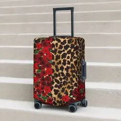 Floral Leopard Suitcase Cover Retro Roses Print Cruise Trip Protector Holiday Useful Luggage Case