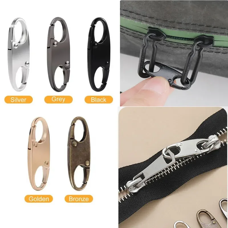 5/10PCS 지퍼 클립 도난 지퍼 잠금 클립 지퍼 슬라이더 Carabiner 클립 지퍼 배낭 야외 교체 당겨