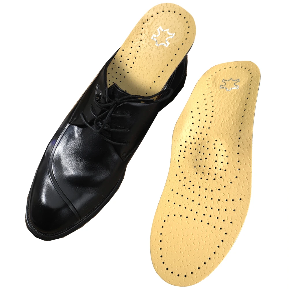 Neue Leder ortho pä dische Innen sohle Orthese Bogen Unterstützung Plattfuß Schuh polster Pu Latex anti bakterielle Aktivkohle Fußpflege Unisex – Detail 1