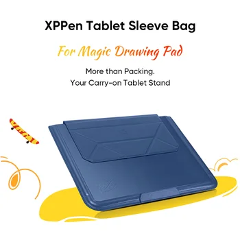 XPPen Tablet Sleeve Bag with Portable Stand Blue Color Leather Splash Protection for Magic Drawing Pad 12 Inch Tablet 2