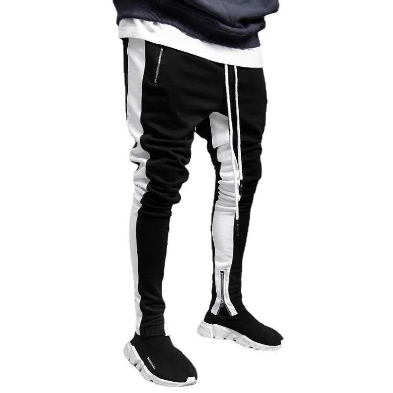 Mens Joggers Casual Pants Fitness Sweatpants Sports Track Pants Mens Zipper Drawstring Black Gyms Trousers Casual Sweatpants Men Casual Pants