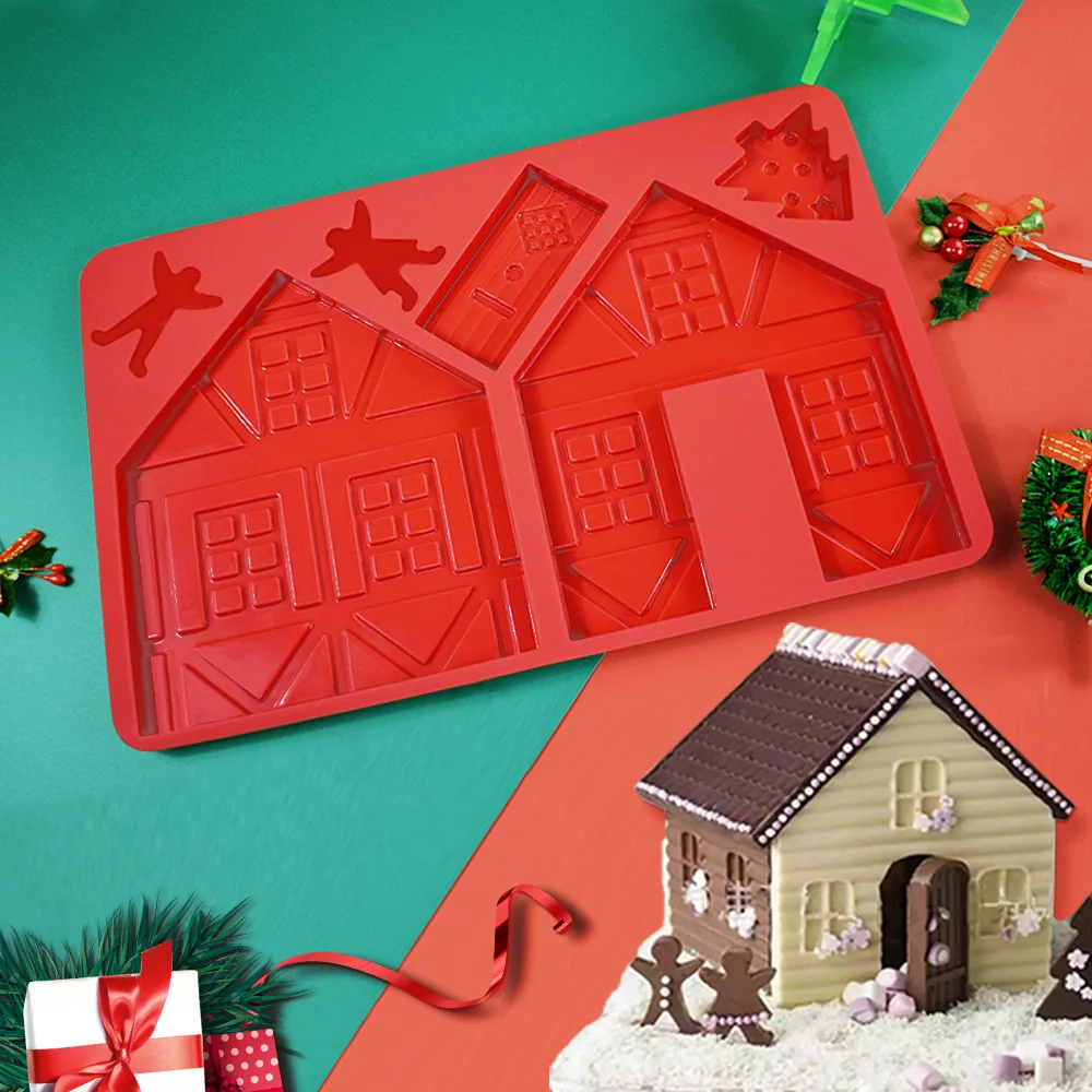  Whaline Christams Gingerbread House Baking Tray, Silicone Molds  for Desserts, Chocolate, Candy,Cookies (2 Pieces) : Home & Kitchen