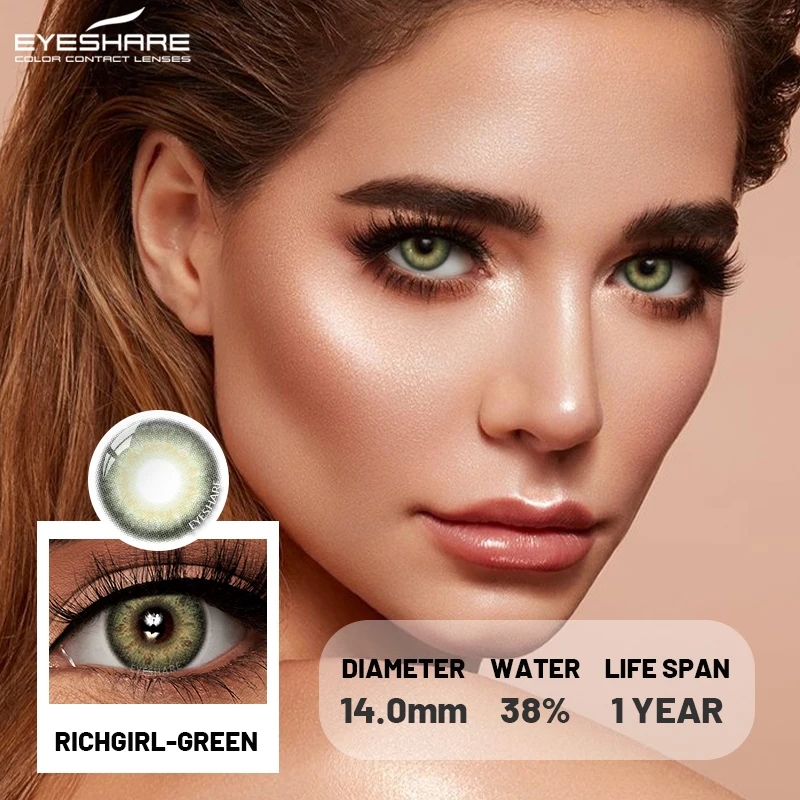 EYESHARE 1 Paar farbige Kontaktlinsen für Augen, natürliche blaue Augenlinsen, kosmetische grüne Kontaktlinsen, jährliche braune Augenlinse, graue Linsen – Detail 16