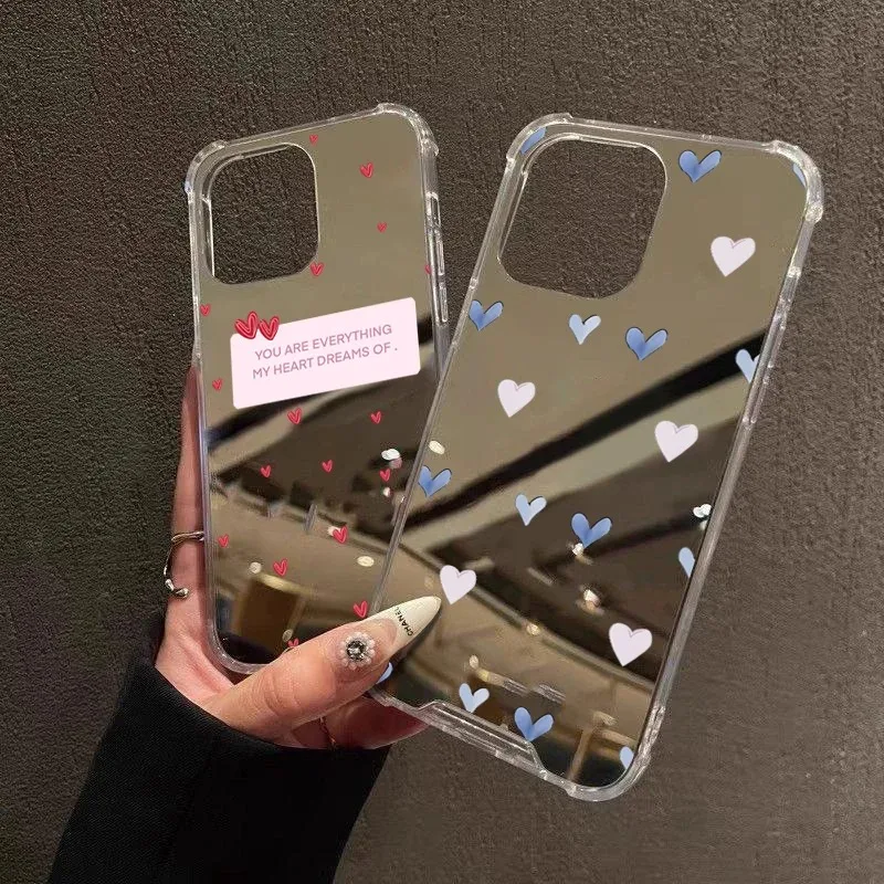 Liebe Herz Muster Spiegel Acryl Telefon Fall Für Samsung Galaxy S25 S24 S23 S22 S21 Ultra Plus FE A06 A14 a23 A36 A52 A55 Abdeckung