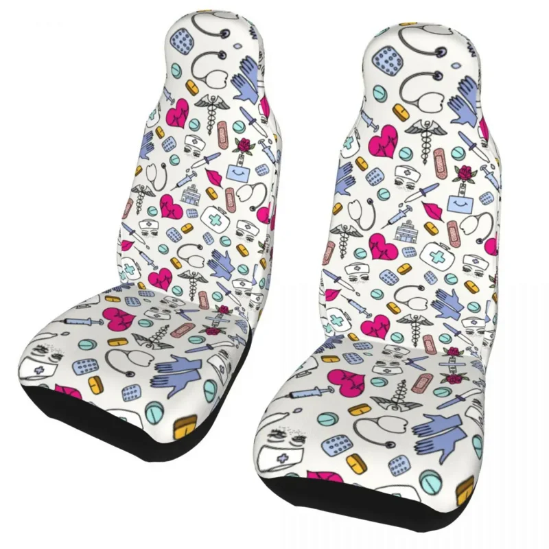 

Nursing Pattern Nurse Car Seat Covers Universal Fit for Any Car Truck Van RV SUV Health Care Bucket Seats Protector Covers Women