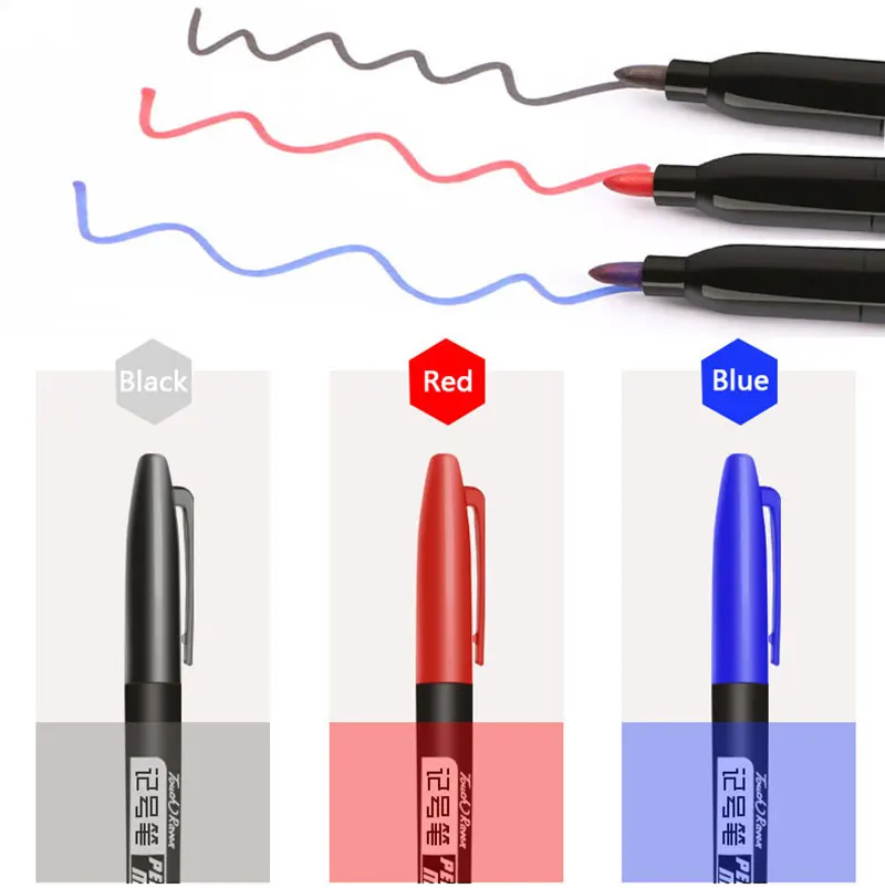Permanent Marker Pen Permanent Marker Permanent Markers Markers Pen Marker Pens Permanent Marker Pen Fine Point 1.5 mm Fiber Tip Black Blue Red Waterproof Ink Color Pens Stationery School Supplies