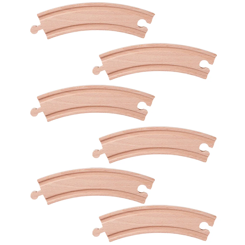 6 Pcs Puzzle Assembled Track Child Children&rsquo;s Toys Childrens Train Model Wooden Accessories Blocks