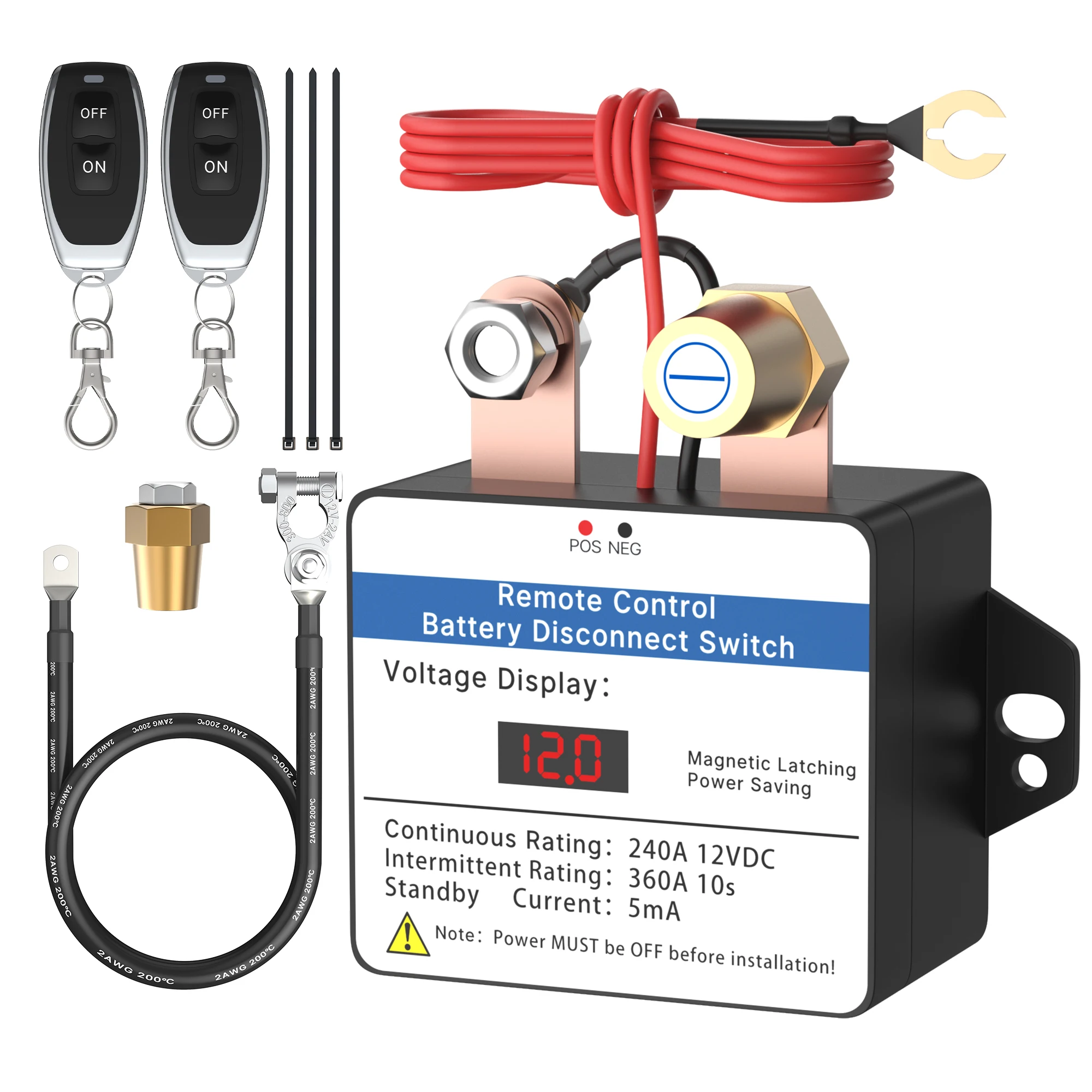 Remote Cut Off Switch DaierTek Remote Battery Disconnect Switch 12V with Led Voltmeter ...