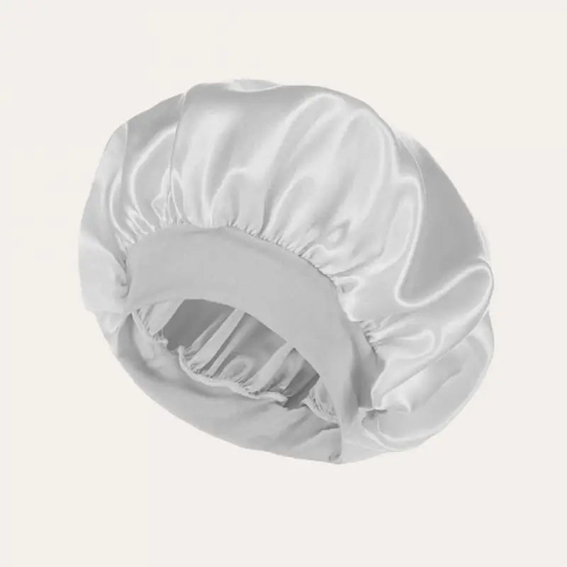 Satin Bonnet Women's Sleeping Hat Round Wide-brimmed Hair Care Elastic Band Unisex Head Wrap Night